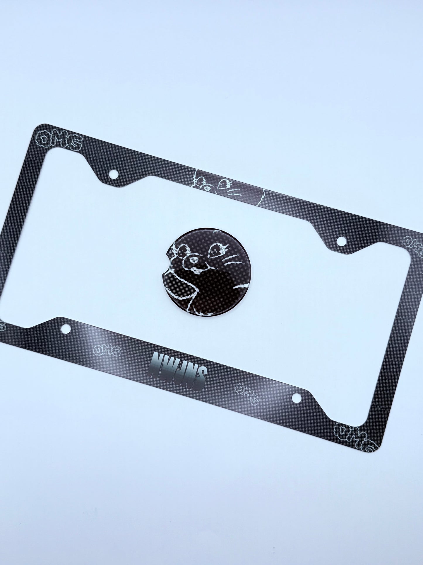 NewJeans OMG Themed License Plate Frame & Car Coaster Bundle