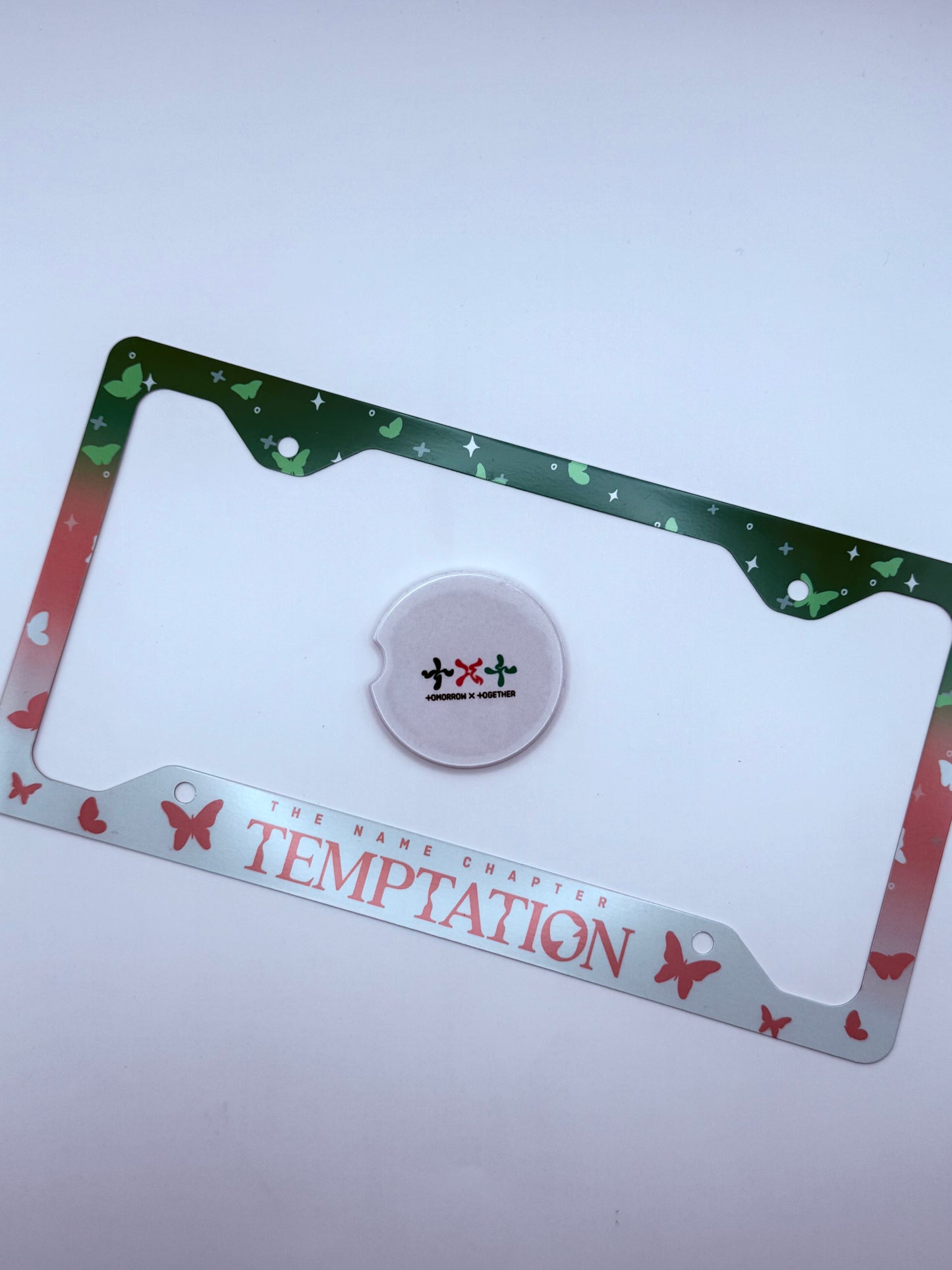 Tomorrow x Together The Name Chapter: Temptation Inspired License Plate Frame & Car Coaster Bundle