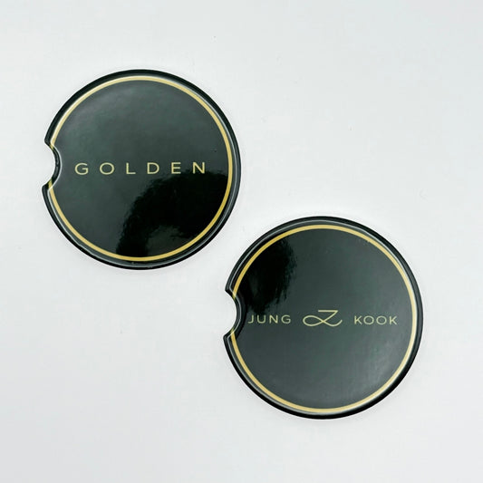 BTS Jungkook Golden Ceramic Car Coaster