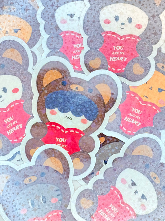 PPULBATU Teddy Bear Themed Holographic Sticker
