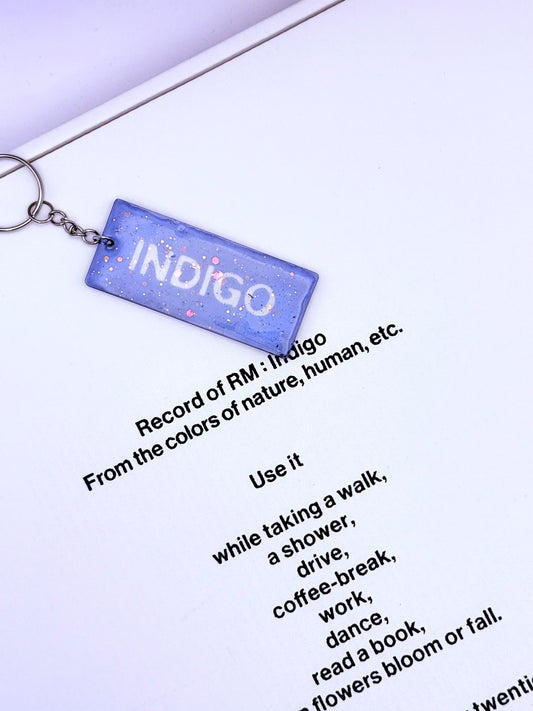 BTS RM Indigo Resin Glitter Acrylic Keychain
