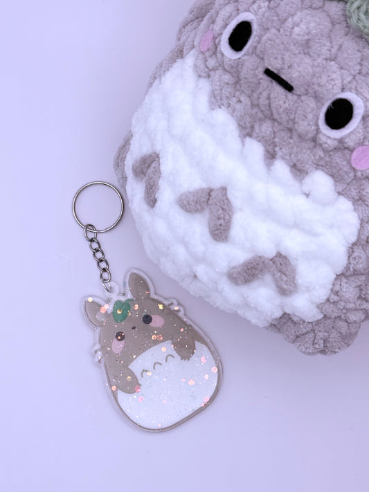 Totoro Resin Glitter Acrylic Keychain