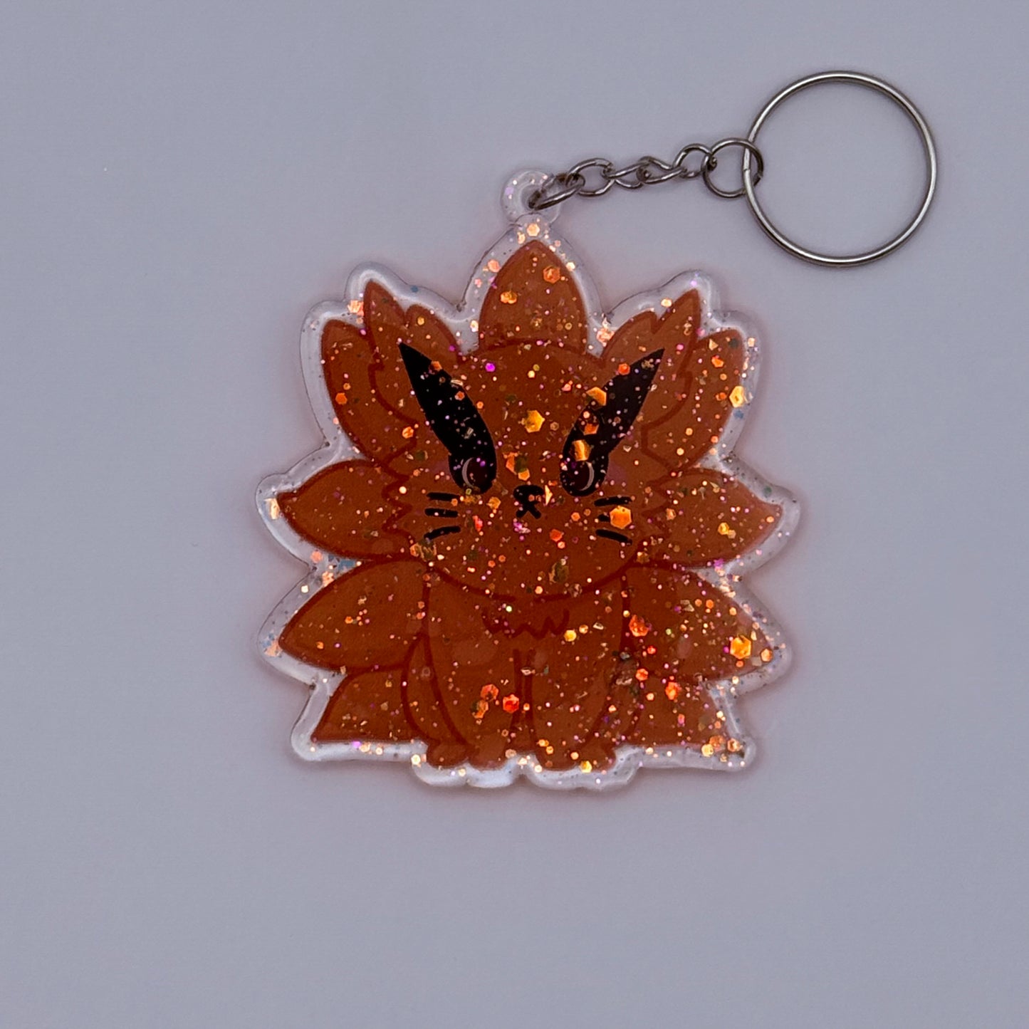 Nine-Tailed Fox Resin Glitter Acrylic Keychain