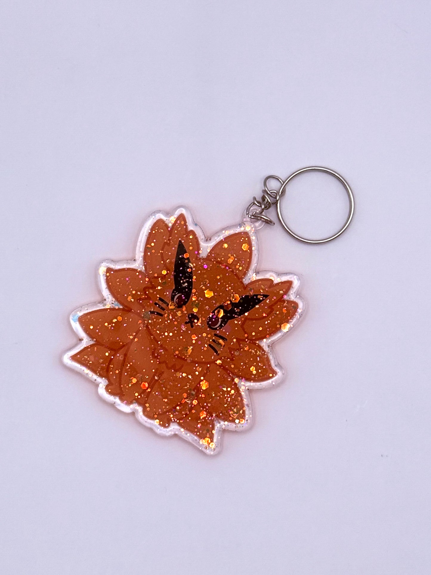 Nine-Tailed Fox Resin Glitter Acrylic Keychain