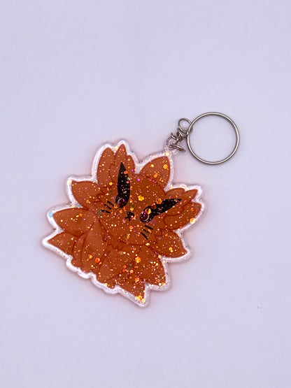 Nine-Tailed Fox Resin Glitter Acrylic Keychain