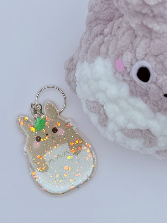 Totoro Double-Sided Resin Glitter Acrylic Keychain