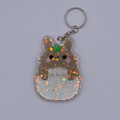 Totoro Double-Sided Resin Glitter Acrylic Keychain