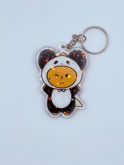 PPULBATU Hwangchoon Panda Onesie Resin Glitter Acrylic Keychain