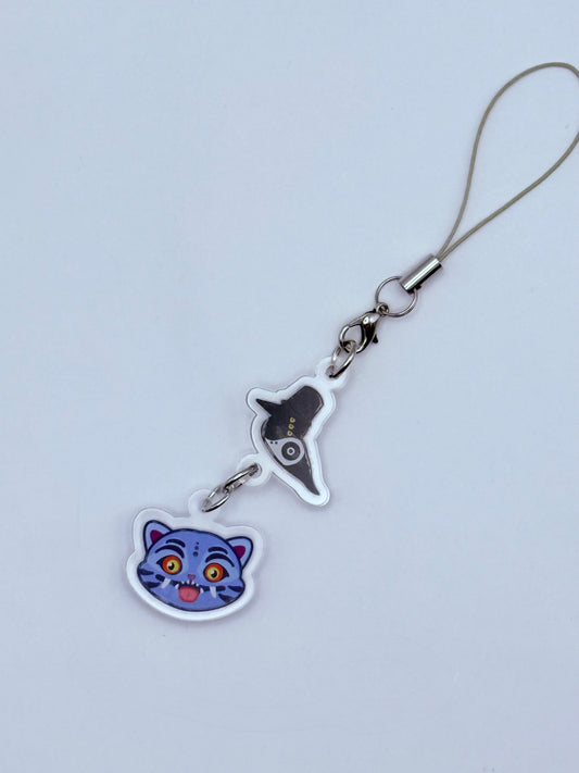 Derpy Demon Tiger Linked Double-Sided Phone Charm