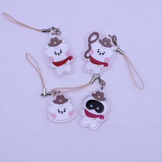 BT21 Cowboy RJ and Wootteo Double-Sided Phone Charm