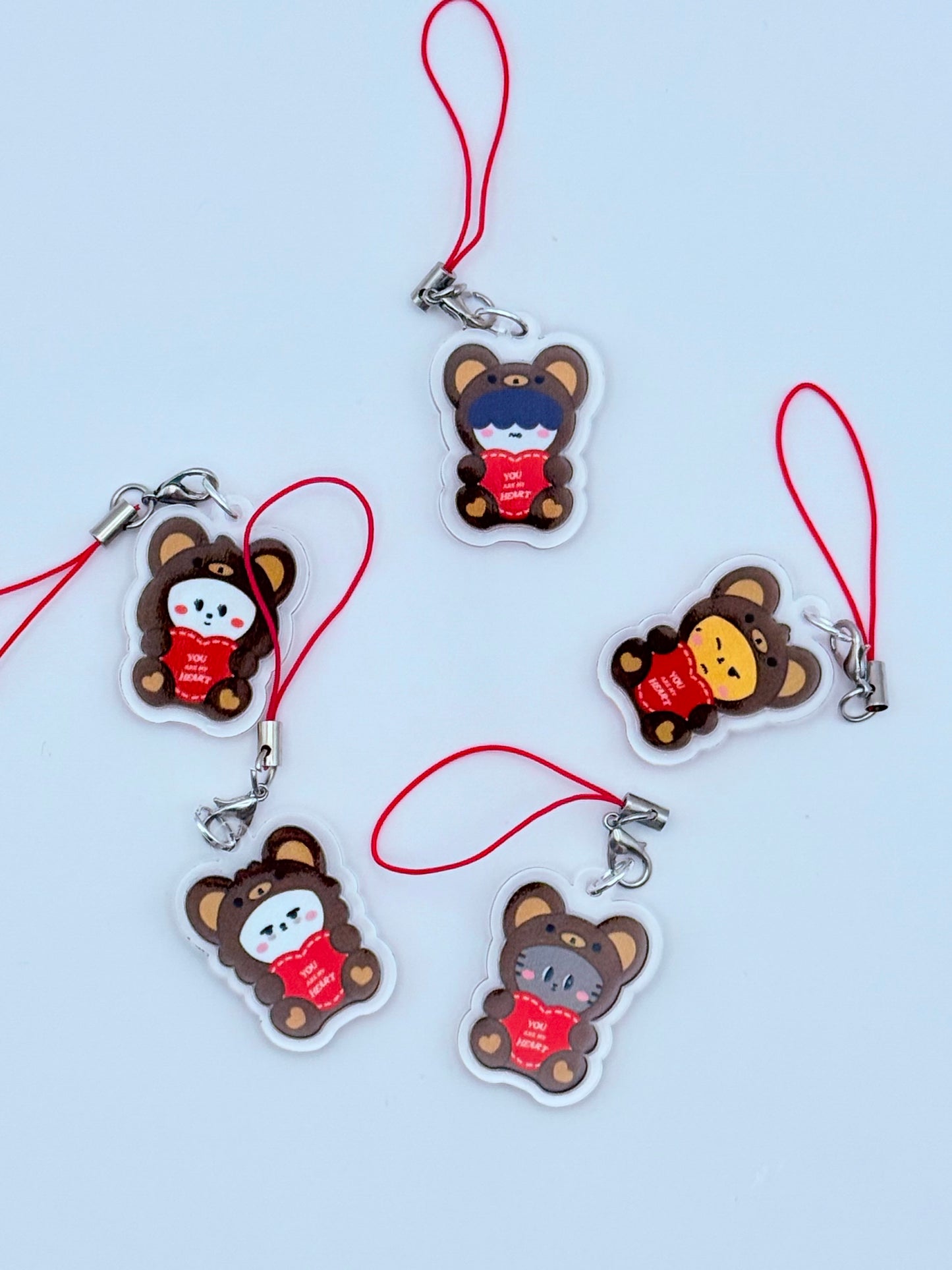PPULBATU Teddy Bear Double-Sided Phone Charm