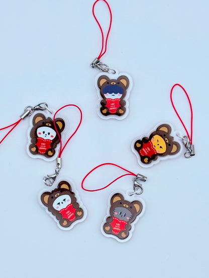 PPULBATU Teddy Bear Double-Sided Phone Charm