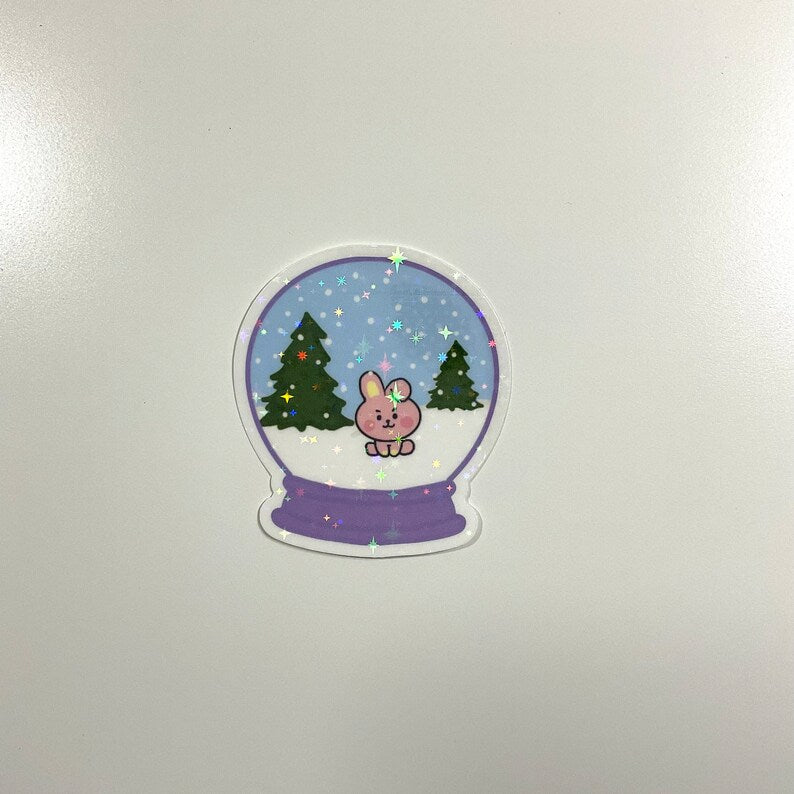 BT21 Minini Snowglobe Themed Holographic Sticker