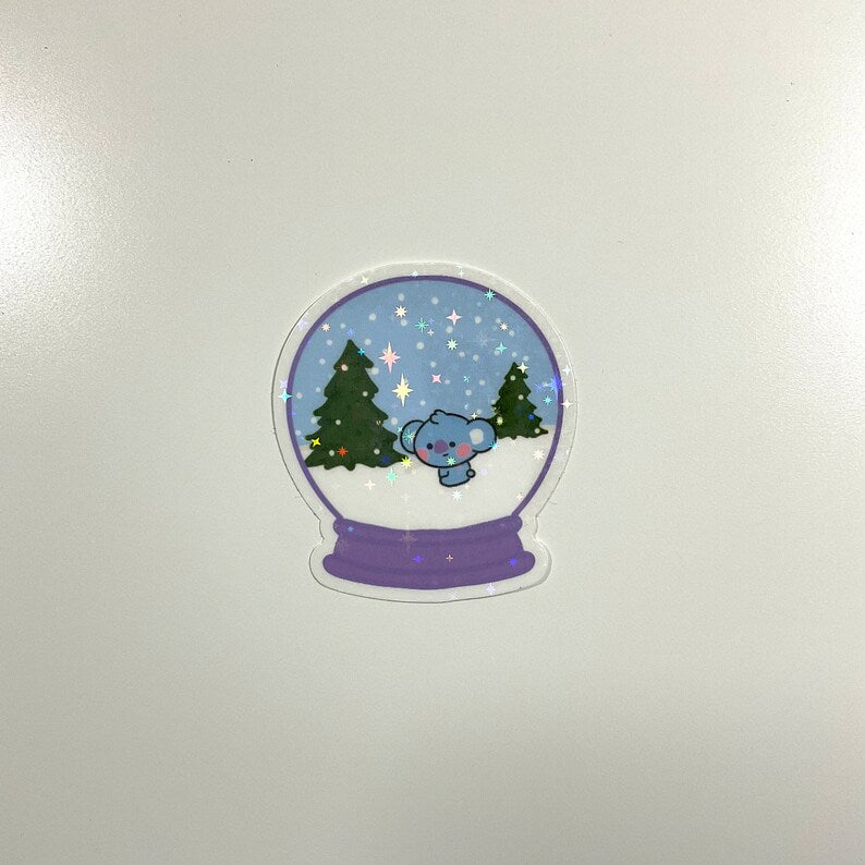 BT21 Minini Snowglobe Themed Holographic Sticker