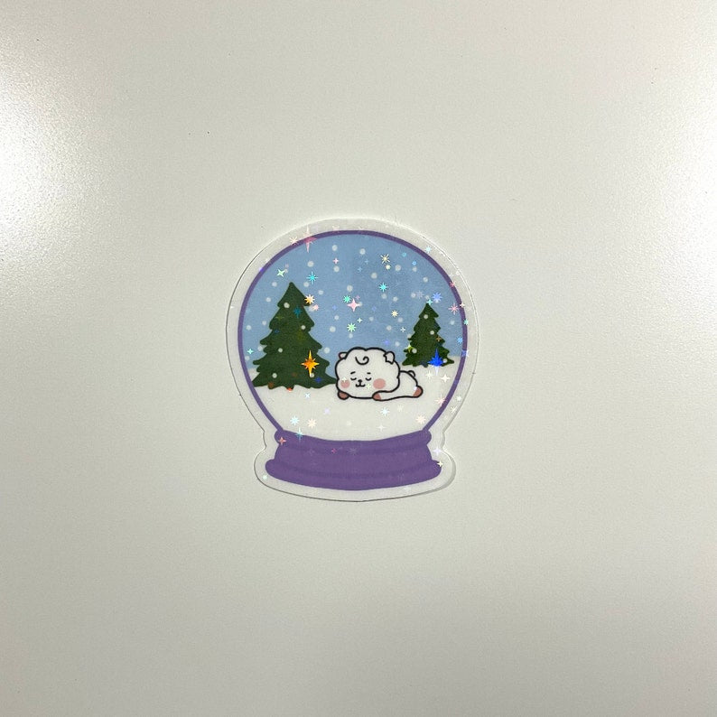 BT21 Minini Snowglobe Themed Holographic Sticker