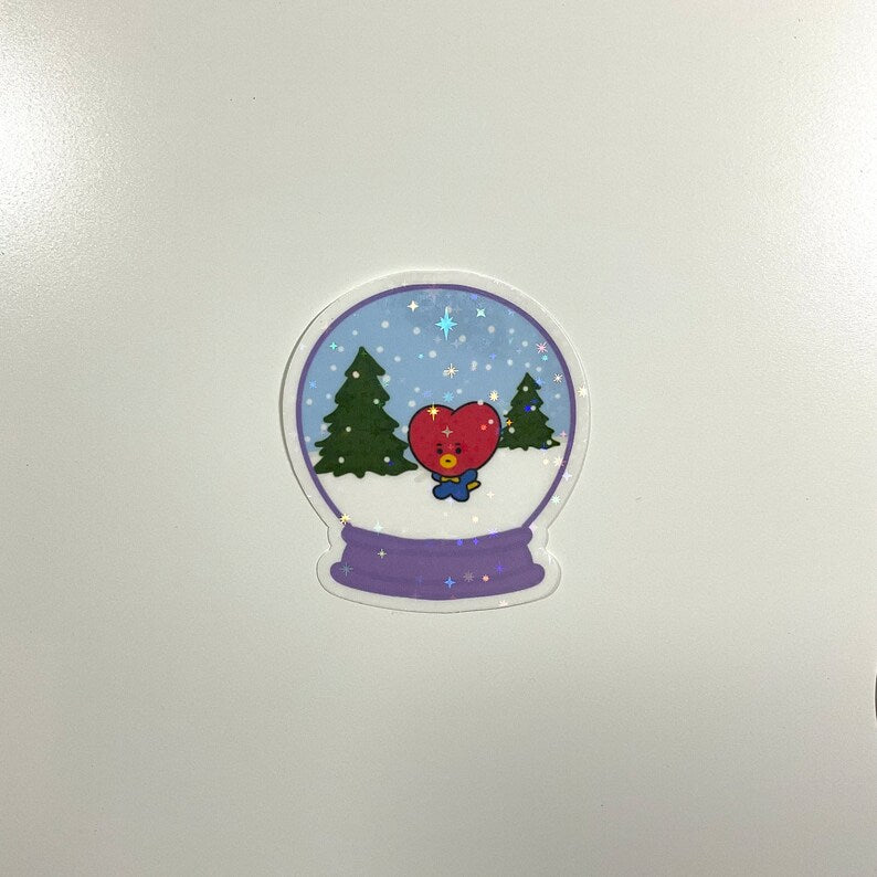 BT21 Minini Snowglobe Themed Holographic Sticker