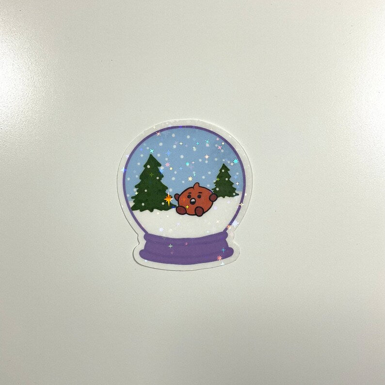 BT21 Minini Snowglobe Themed Holographic Sticker