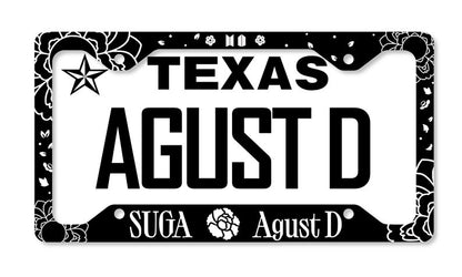 BTS SUGA/AGUST D Lotus Flower Inspired License Plate Frame & Car Coaster Bundle