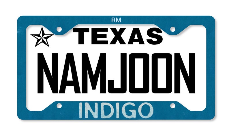 BTS RM Indigo Inspired License Plate Frame & Car Coaster Bundle