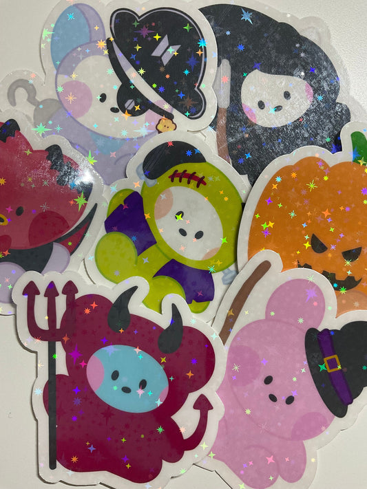 BT21 Halloween Themed Holographic Sticker