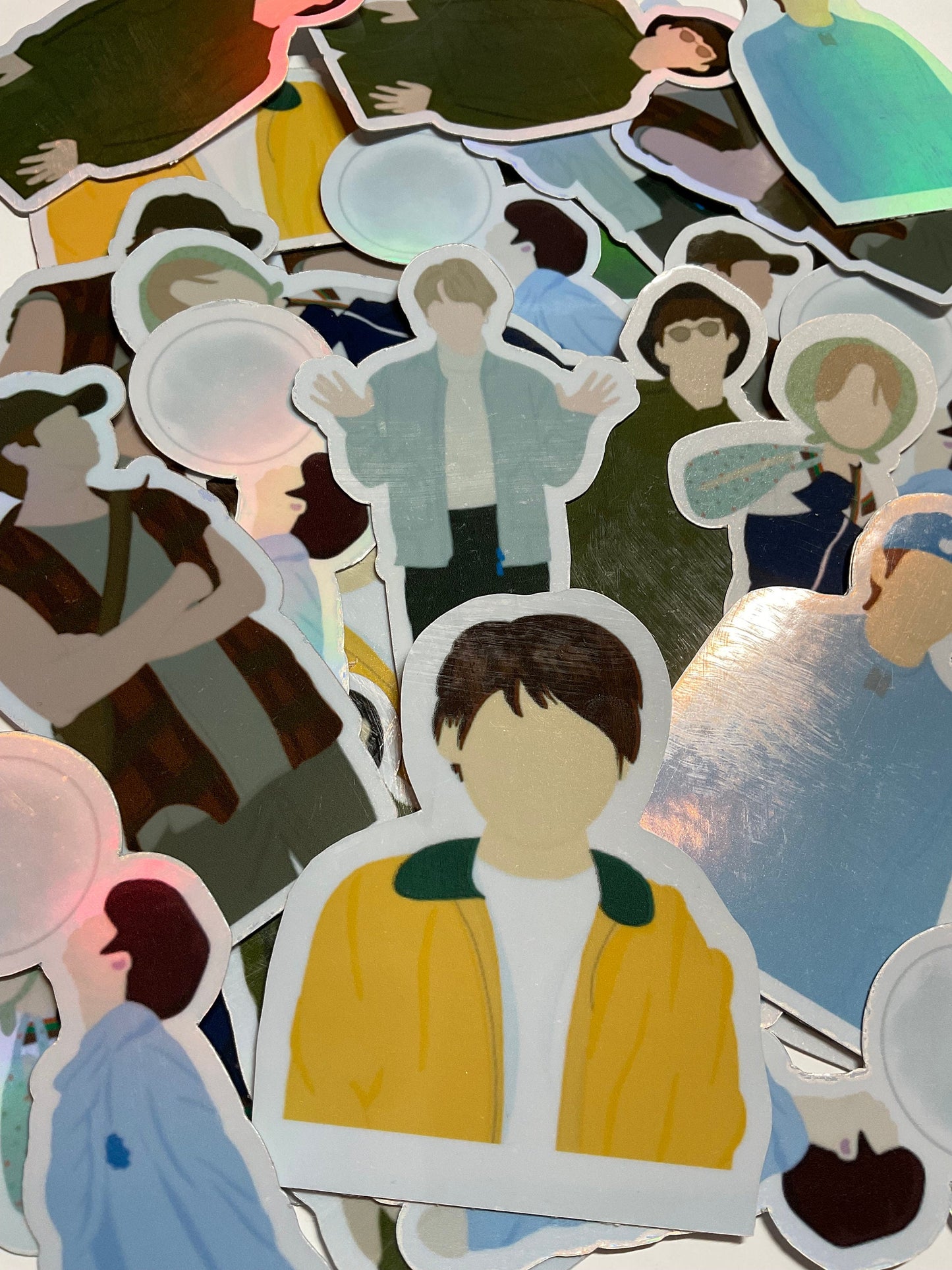BTS - RM | Jin | Suga | J-Hope | Jimin | V | Jungkook Holographic Die Cut Stickers