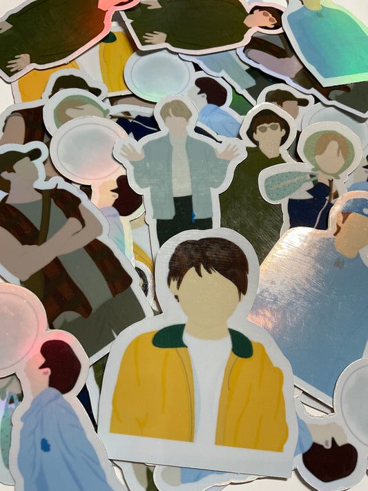 BTS - RM | Jin | Suga | J-Hope | Jimin | V | Jungkook Holographic Die Cut Stickers