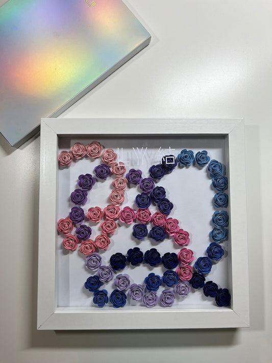 BTS Love Yourself: Answer Logo 8x8 Paper Flower Shadow Box | Precut Cardstock Paper Flower