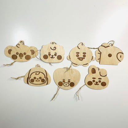 BT21 Christmas Wood Veneer Ornaments