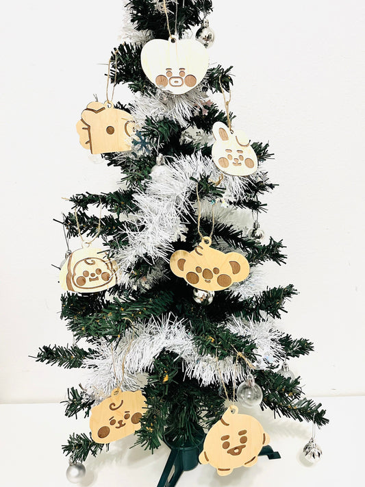 BT21 Christmas Wood Veneer Ornaments