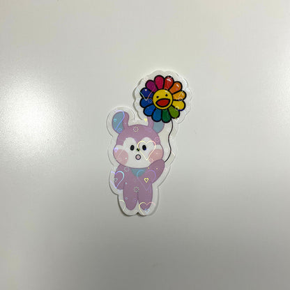 BT21 Mang Unmasked Holding a Balloon Holographic Sticker